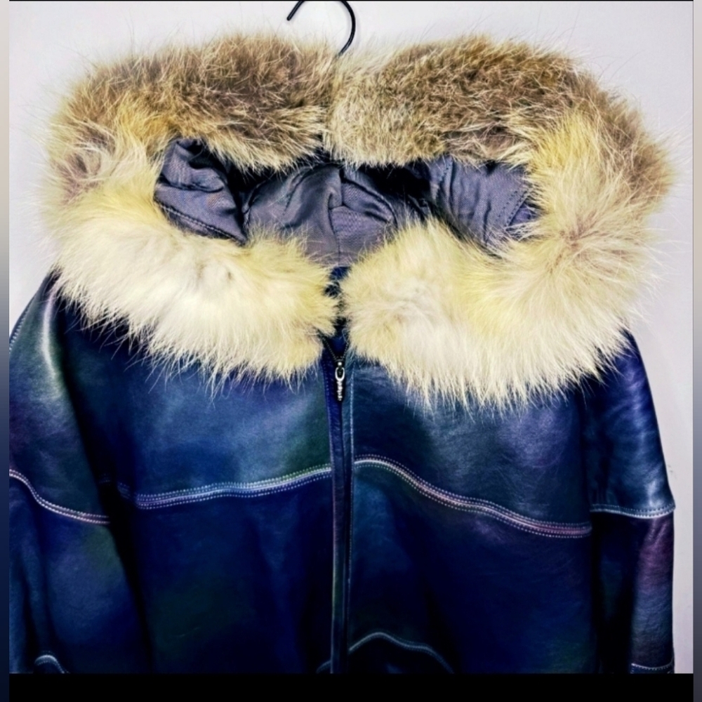 NewVintage Pelle Pelle Iridescent Genuine Coyote Fur Hood Limited Edition 1/40 - Picture 4 of 8